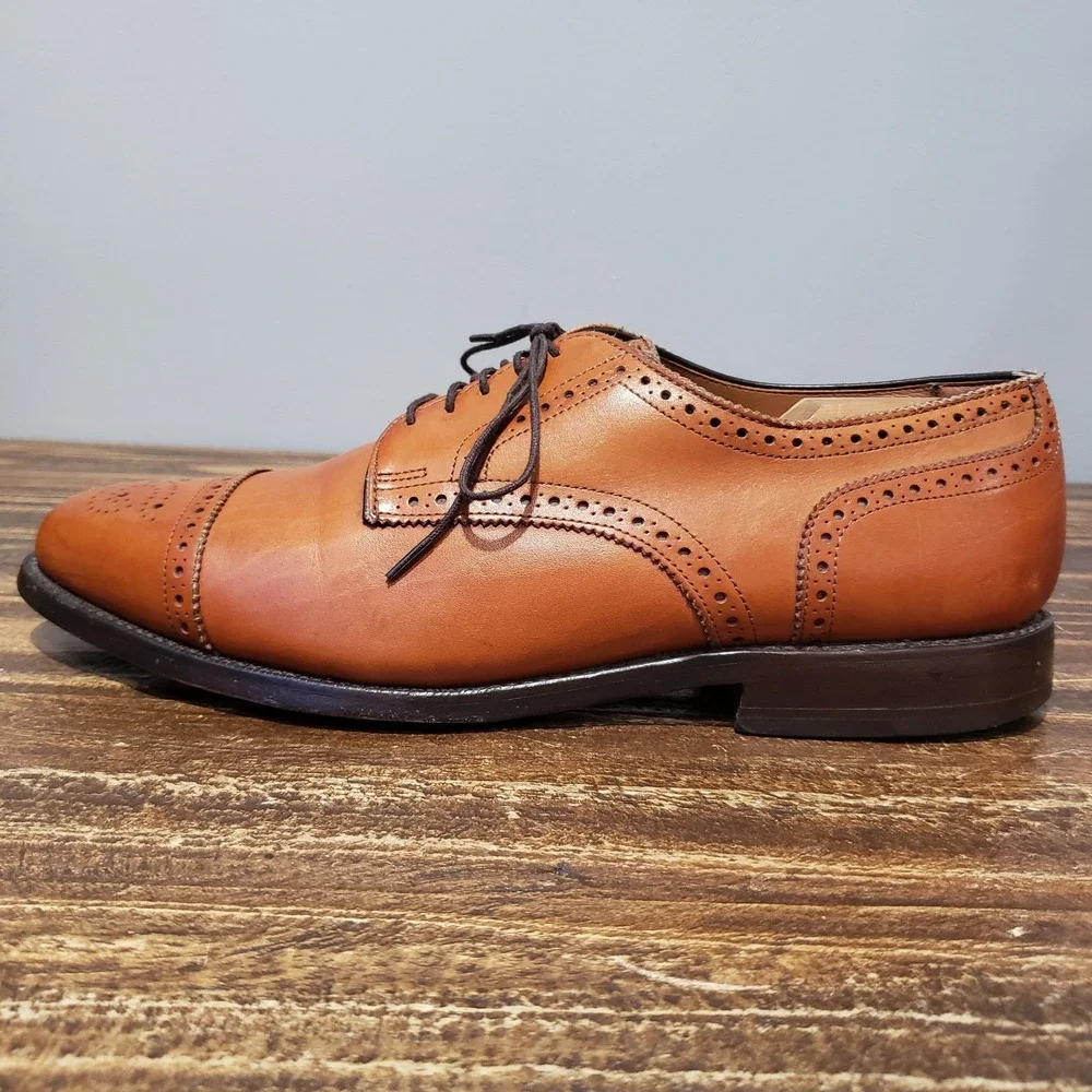 Allen Edmonds Oxford Mens 9.5 E Sanford Brown Fair Cap Toe Brogue Dress Shoes